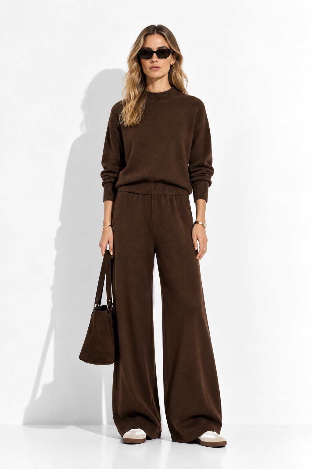 URBAN REVERSE ITALY - Knit Set with Top and Wide Pants | Winter Style