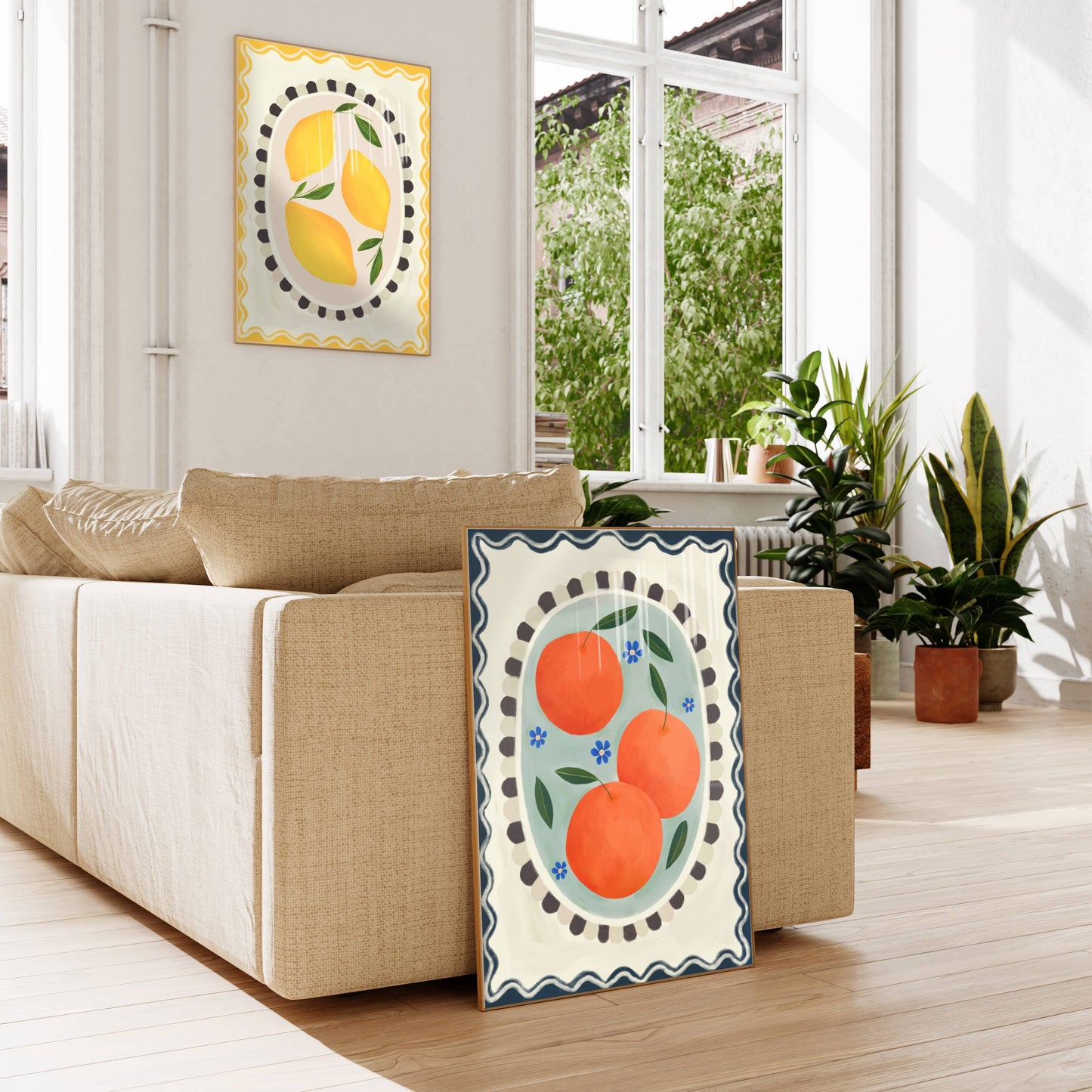 Kate Fox Design - Orange with border, Art print, Kitchen art,  colourful