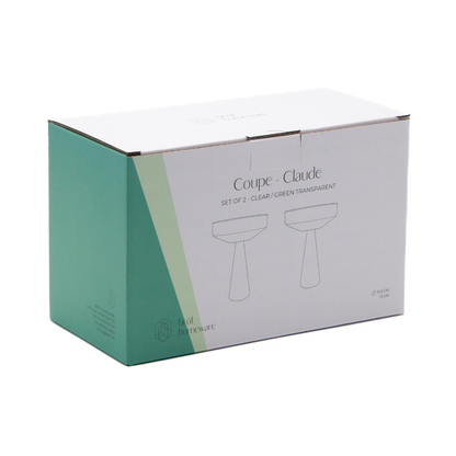 Brût Home and Glassware - Champagne Coupe Claude | set of 2 | green