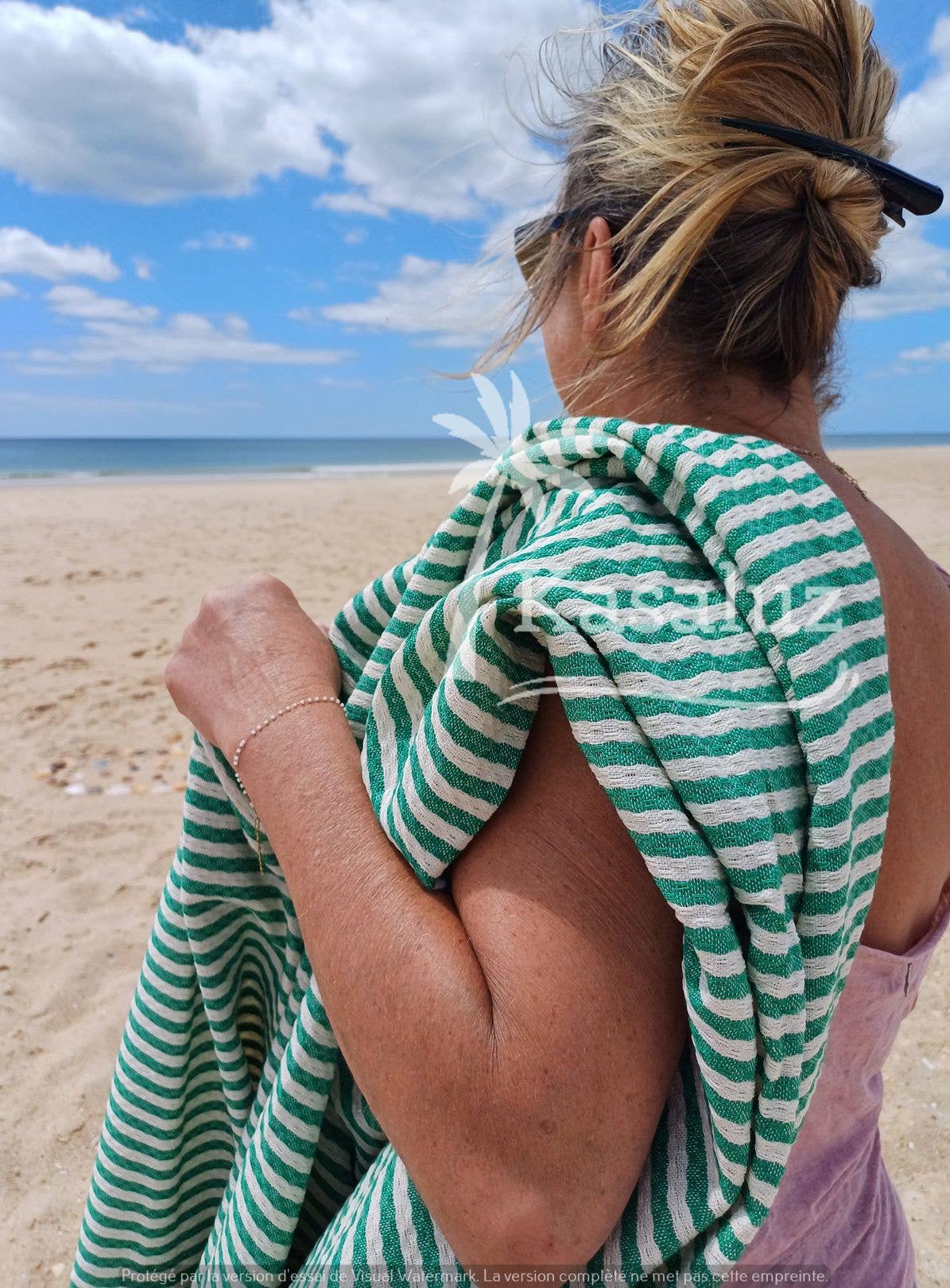 KASALUZ - Fouta Atlántico Mauve 100% cotton honeycomb