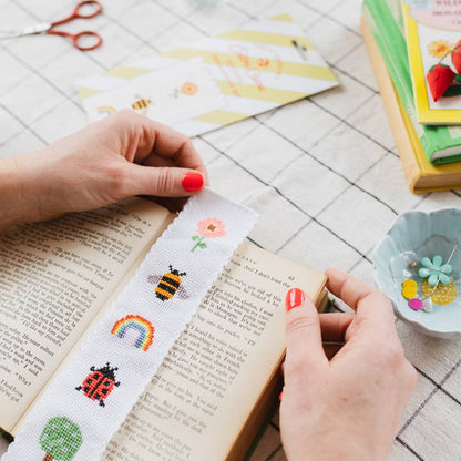 Cotton Clara Craft Kits & Supplies - Nature Rainbow Cross Stitch Bookmark Kit Beginner Friendly