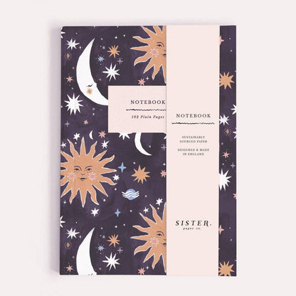 Sister Paper Co. - Sun And Moon Notebook | Plain Page Journal | Blank Notebooks