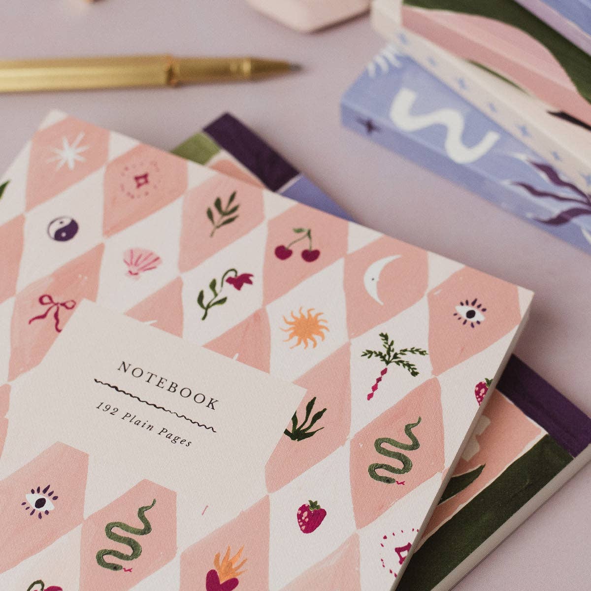 Sister Paper Co. - Blush Harlequin Notebook | Plain Page Journal | Notebooks