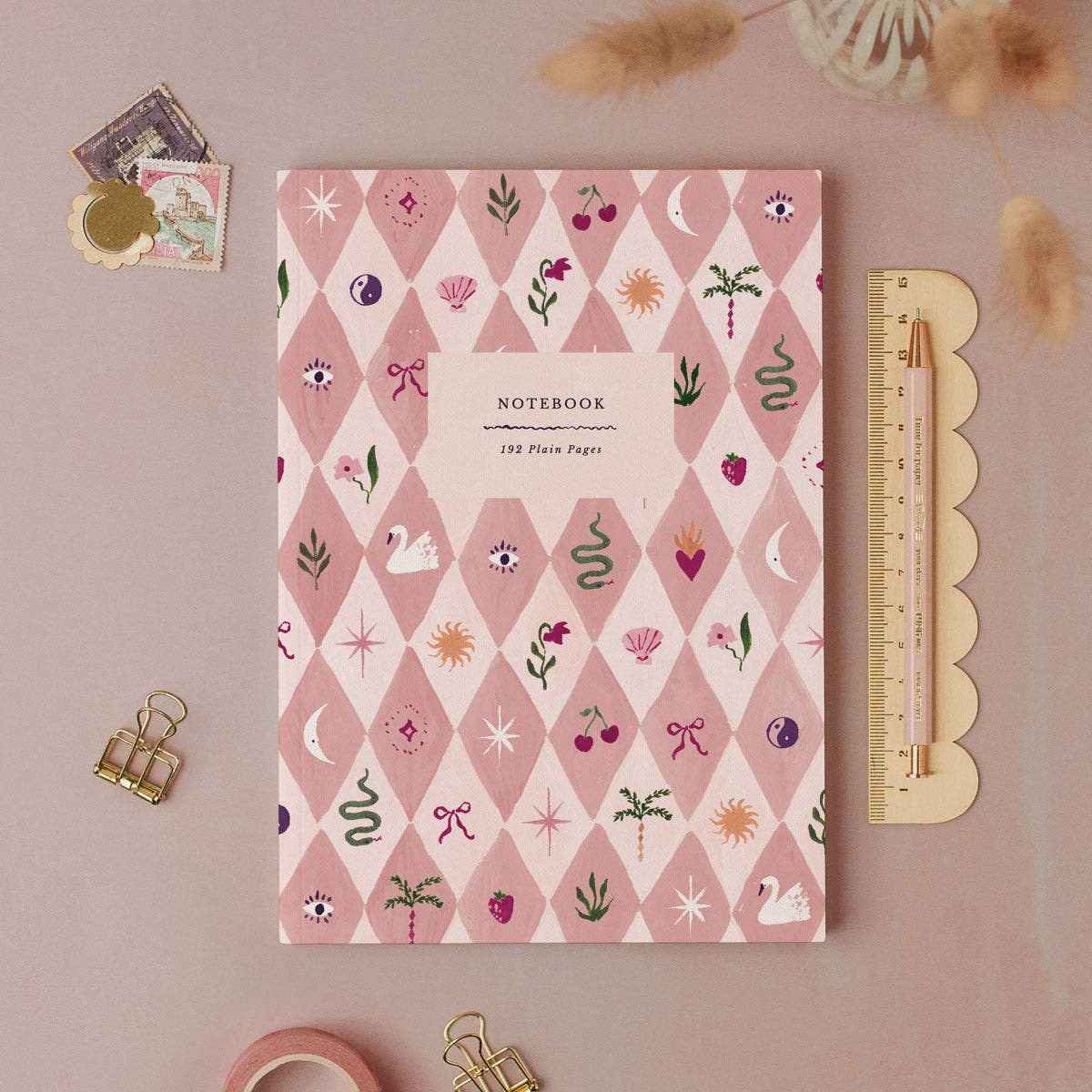 Sister Paper Co. - Blush Harlequin Notebook | Plain Page Journal | Notebooks