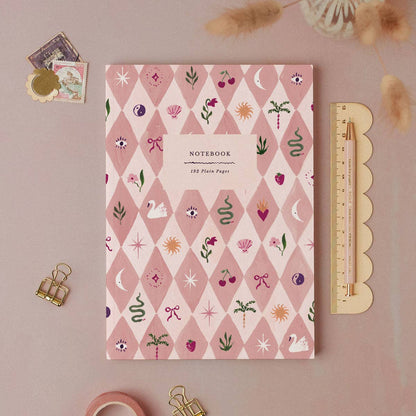 Sister Paper Co. - Blush Harlequin Notebook | Plain Page Journal | Notebooks