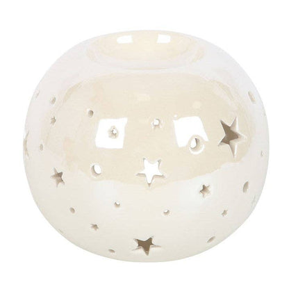 Something Different - White Iridescent Star Oil Burner and Wax Warmer