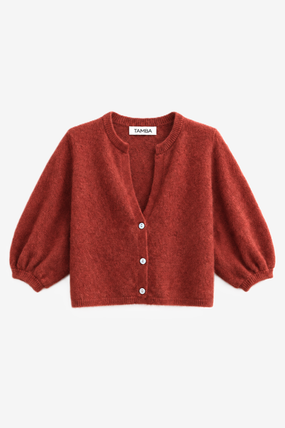 TAMBA - Angora knitted cardigan with V-neck