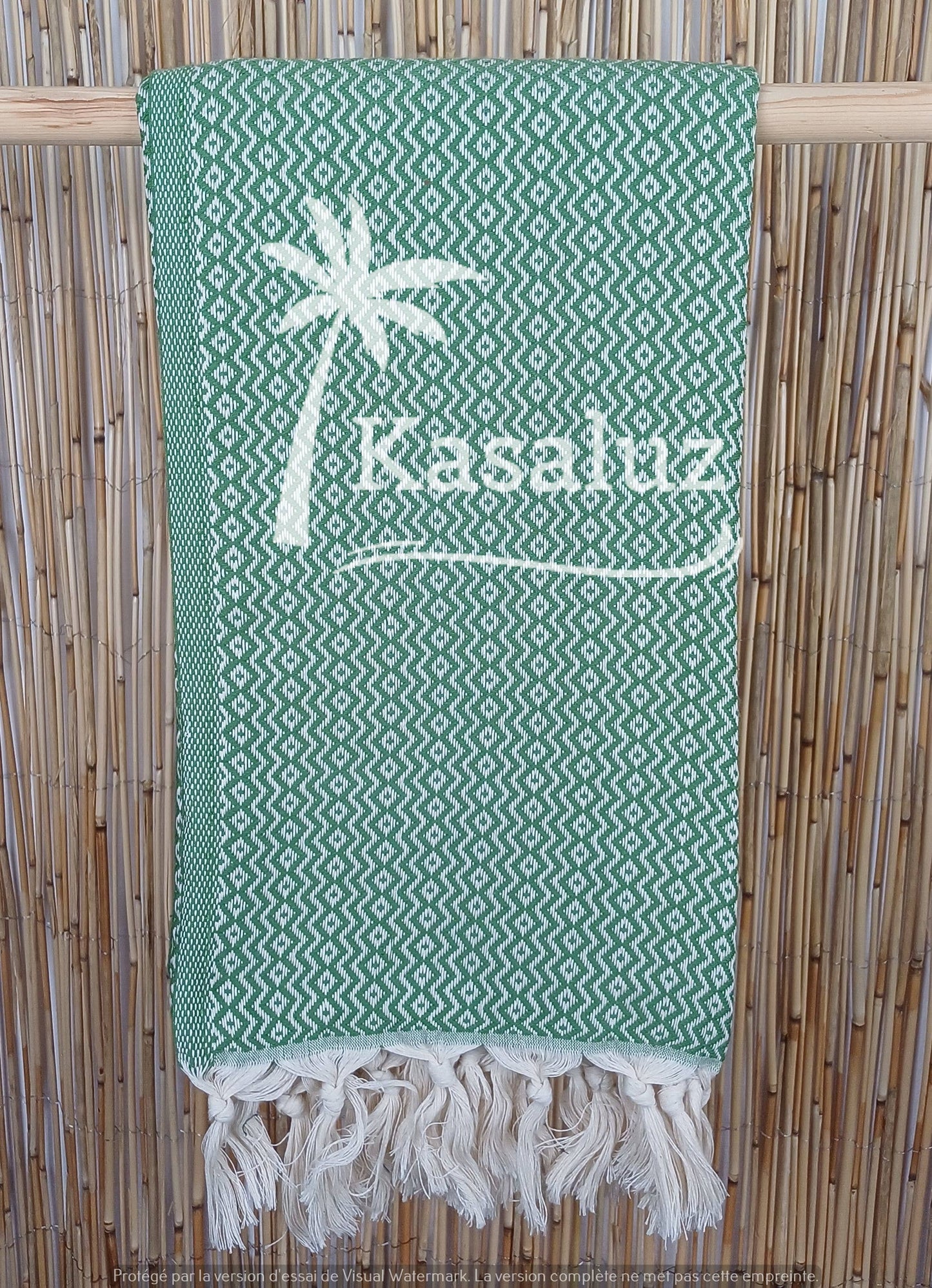 KASALUZ - Ronda Olive Green Beach Fouta Oeko-Tex Standard 100 Label