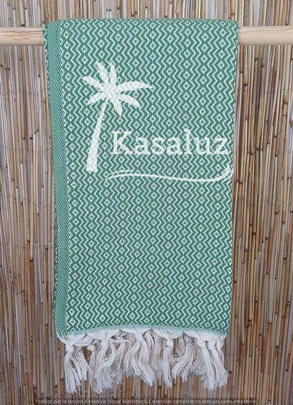 KASALUZ - Ronda Olive Green Beach Fouta Oeko-Tex Standard 100 Label