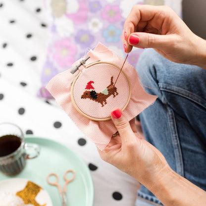 Cotton Clara Craft Kits & Supplies - Christmas Dachshund Cross Stitch Kit