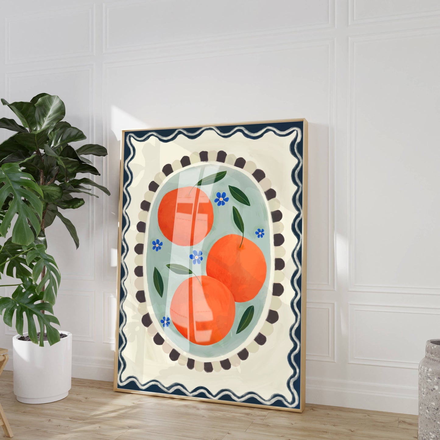 Kate Fox Design - Orange with border, Art print, Kitchen art,  colourful
