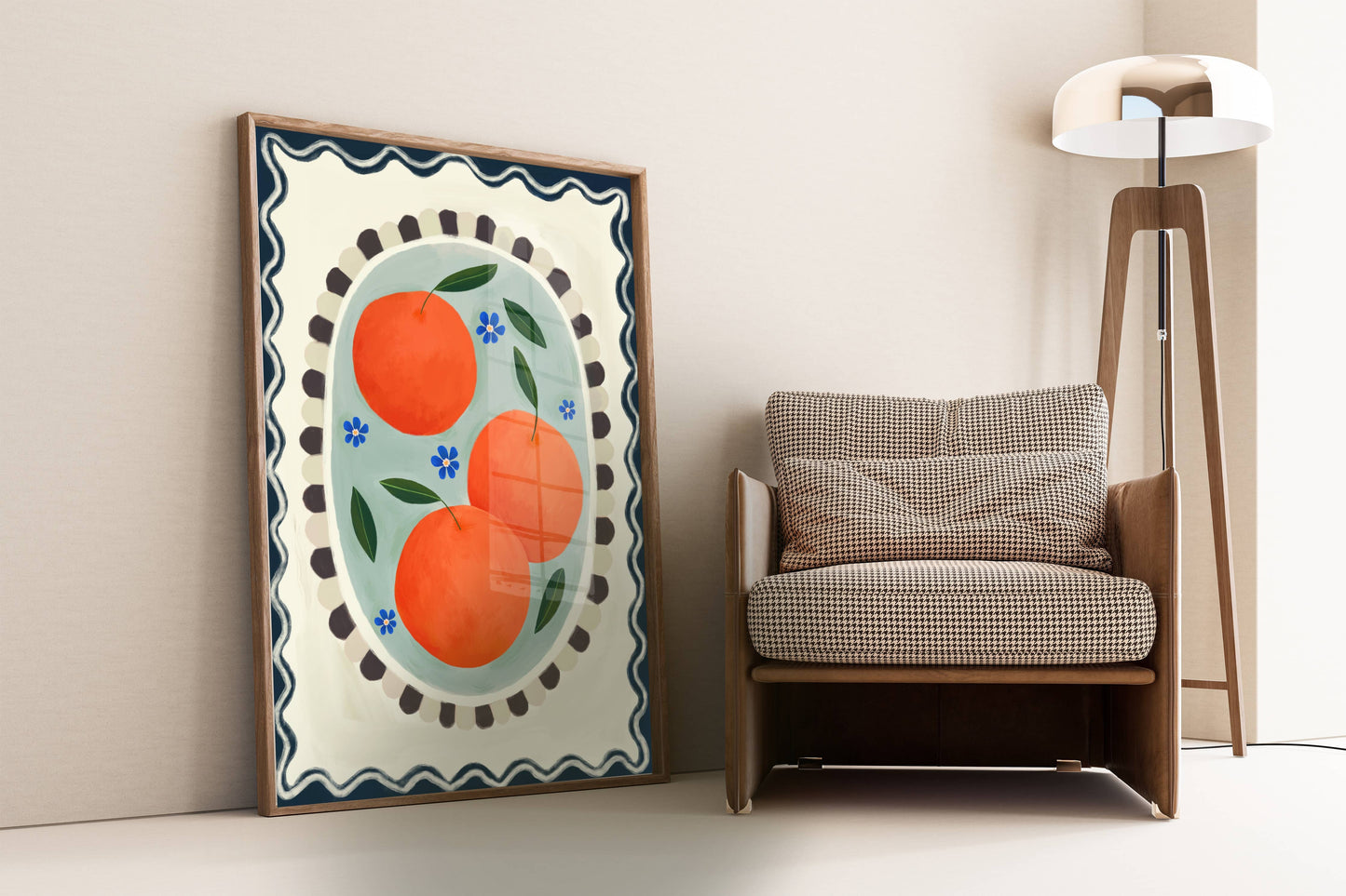 Kate Fox Design - Orange with border, Art print, Kitchen art,  colourful