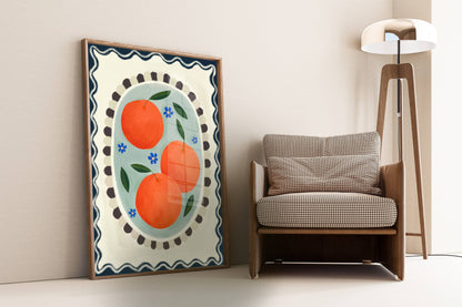 Kate Fox Design - Orange with border, Art print, Kitchen art,  colourful