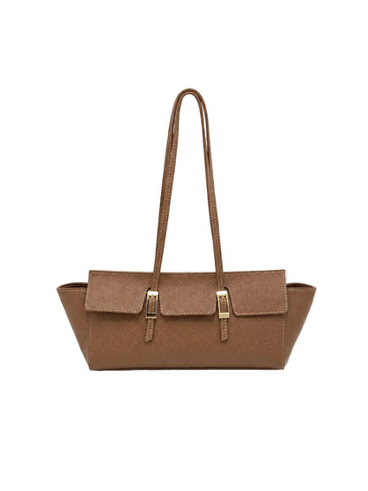 Suie Valentini srl - Women's Genuine Leather East-West Tote Bag with Double Buckle Detail, Made in Italy, art. 112791