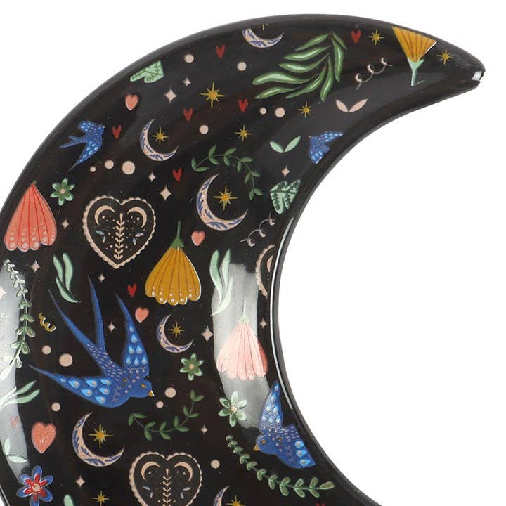 Something Different - Midnight Bloom Crescent Moon Trinket Dish