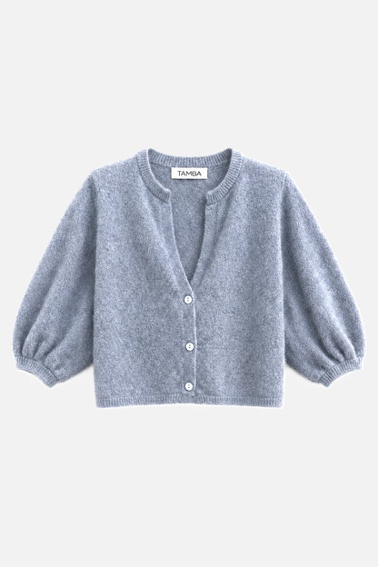 TAMBA - Angora knitted cardigan with V-neck