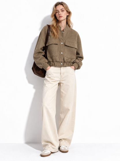 URBAN REVERSE ITALY - Short Jacket with High Collar and Large Pockets | Casual Style
