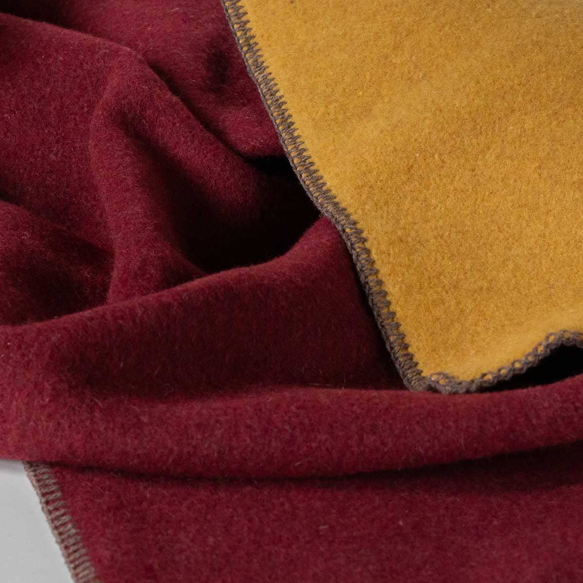 MoST - Merino wool bed blanket WINE & HONEY - single - red/yellow