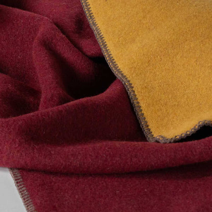 MoST - Merino wool bed blanket WINE & HONEY - single - red/yellow