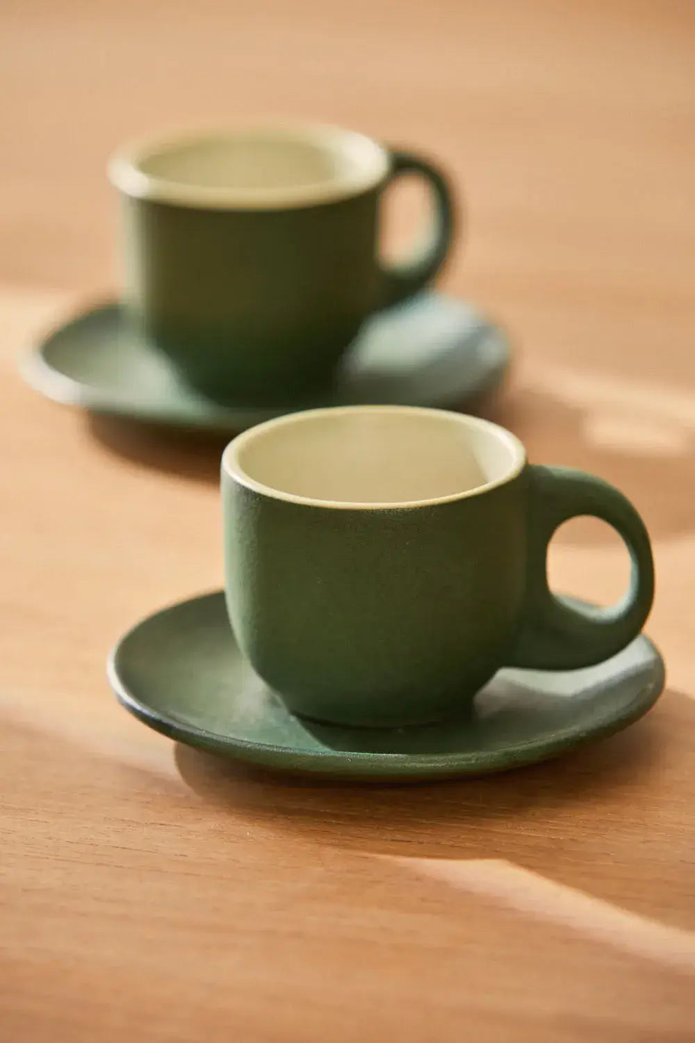 Calma House - Coffee Cup and Saucer (Set of 2) Matcha Green
