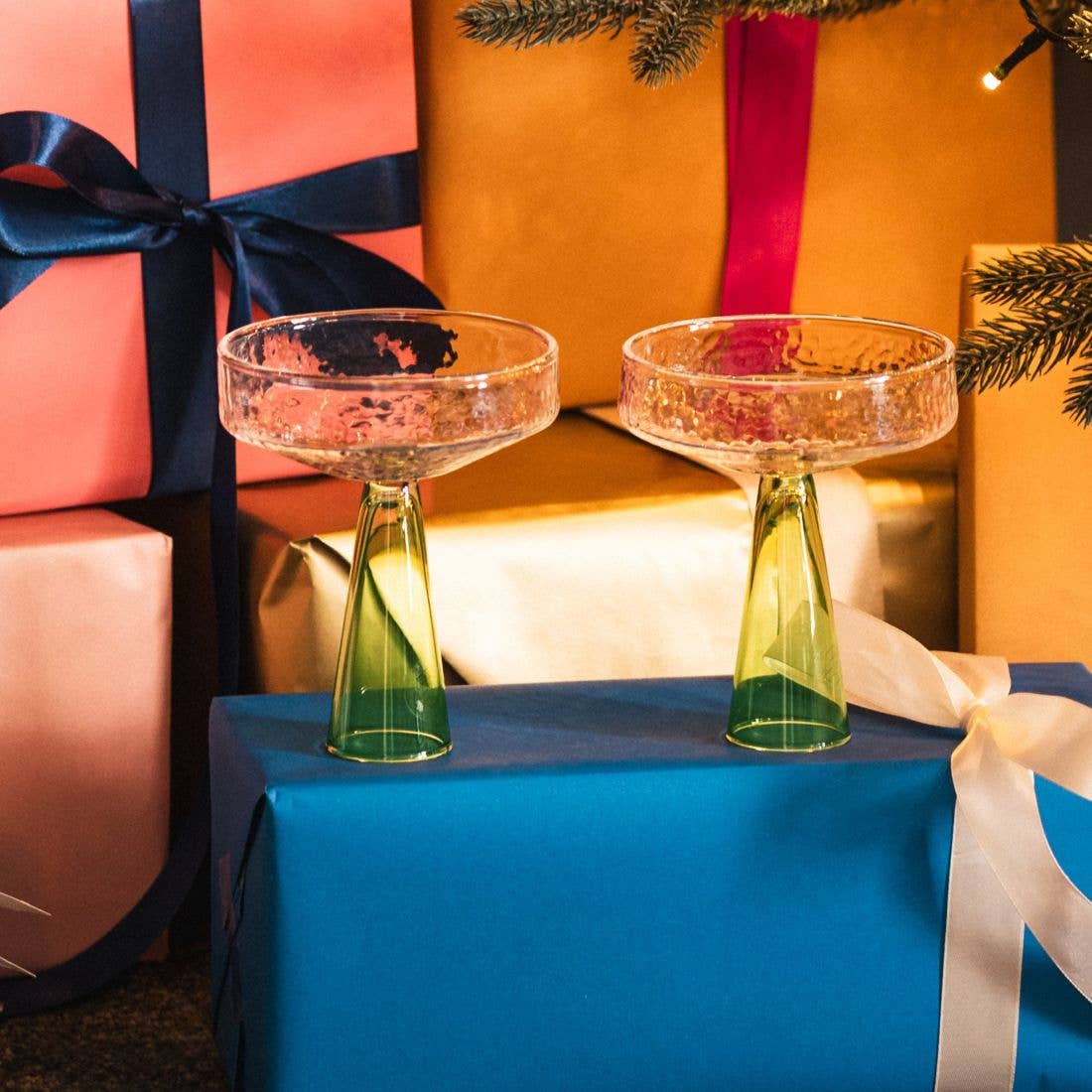 Brût Home and Glassware - Champagne Coupe Claude | set of 2 | green