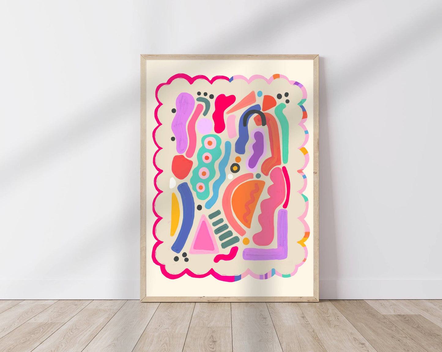 Kate Fox Design - Abstract Art Print, Colourful, Shapes, Modern Art, Pink, (Co