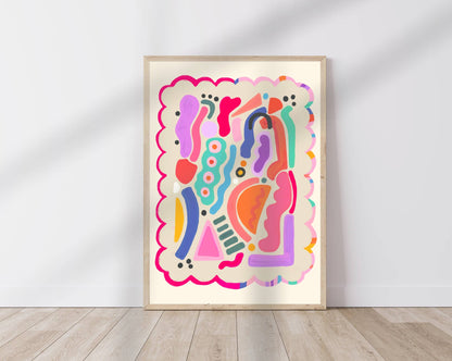 Kate Fox Design - Abstract Art Print, Colourful, Shapes, Modern Art, Pink, (Co