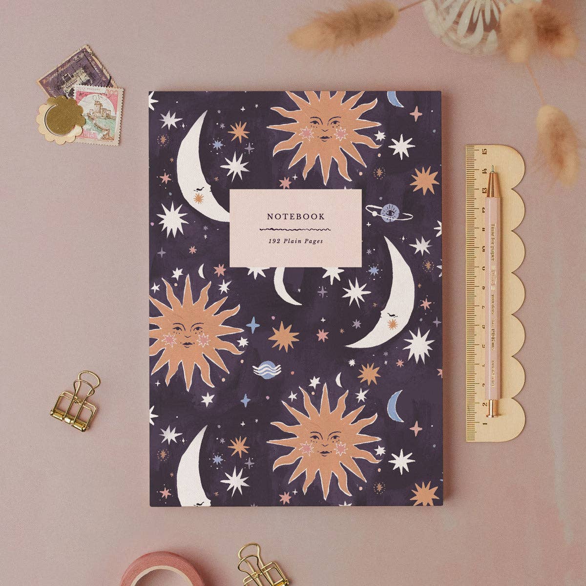 Sister Paper Co. - Sun And Moon Notebook | Plain Page Journal | Blank Notebooks