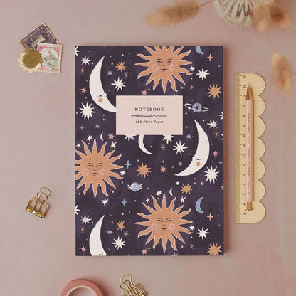 Sister Paper Co. - Sun And Moon Notebook | Plain Page Journal | Blank Notebooks