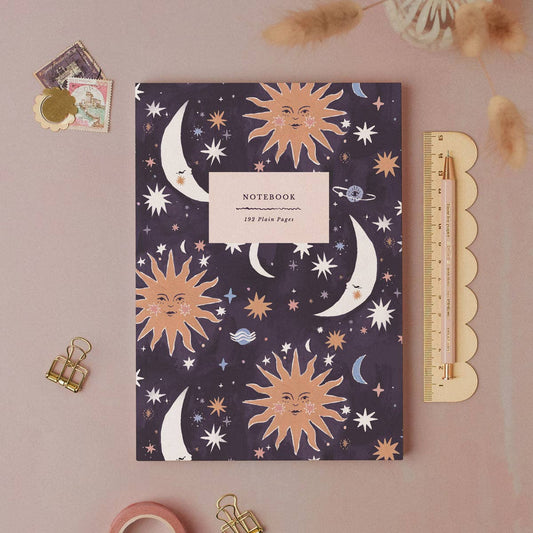 Sister Paper Co. - Sun And Moon Notebook | Plain Page Journal | Blank Notebooks