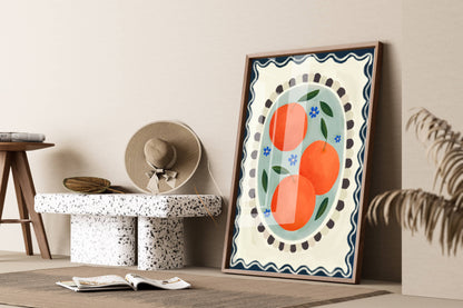 Kate Fox Design - Orange with border, Art print, Kitchen art,  colourful