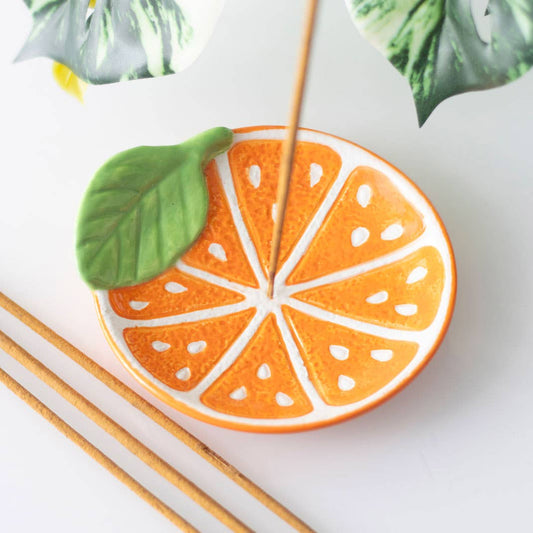 Something Different - Orange Slice Ceramic Incense Holder Plate