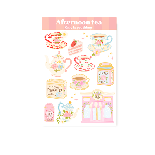 Only Happy Things Stationery - Stickersheet Afternoon tea A6