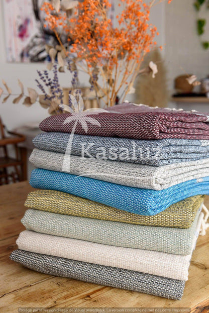 KASALUZ - Fouta Bohemia Green Bronze Honeycomb 100% Cotton