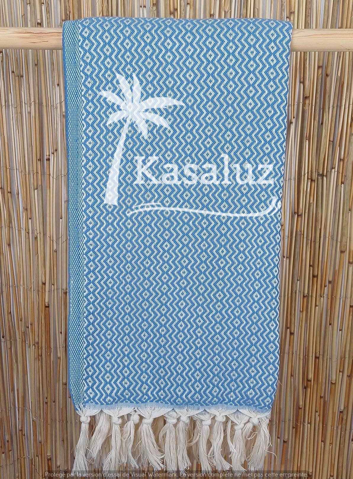 KASALUZ - Ronda Blue Grey Beach Fouta Oeko-Tex Standard 100 Label