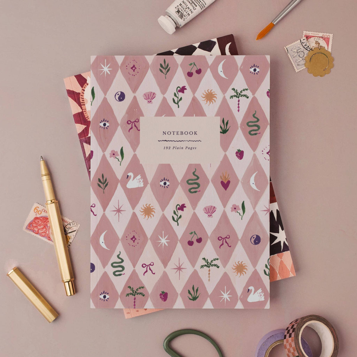 Sister Paper Co. - Blush Harlequin Notebook | Plain Page Journal | Notebooks