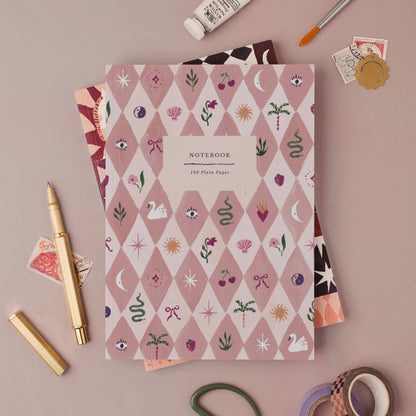 Sister Paper Co. - Blush Harlequin Notebook | Plain Page Journal | Notebooks