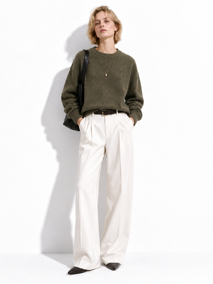 URBAN REVERSE ITALY - Loose Long-Sleeve Top with Crew Neck | Casual Style
