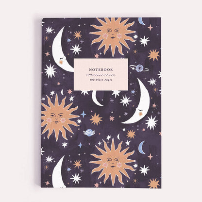 Sister Paper Co. - Sun And Moon Notebook | Plain Page Journal | Blank Notebooks