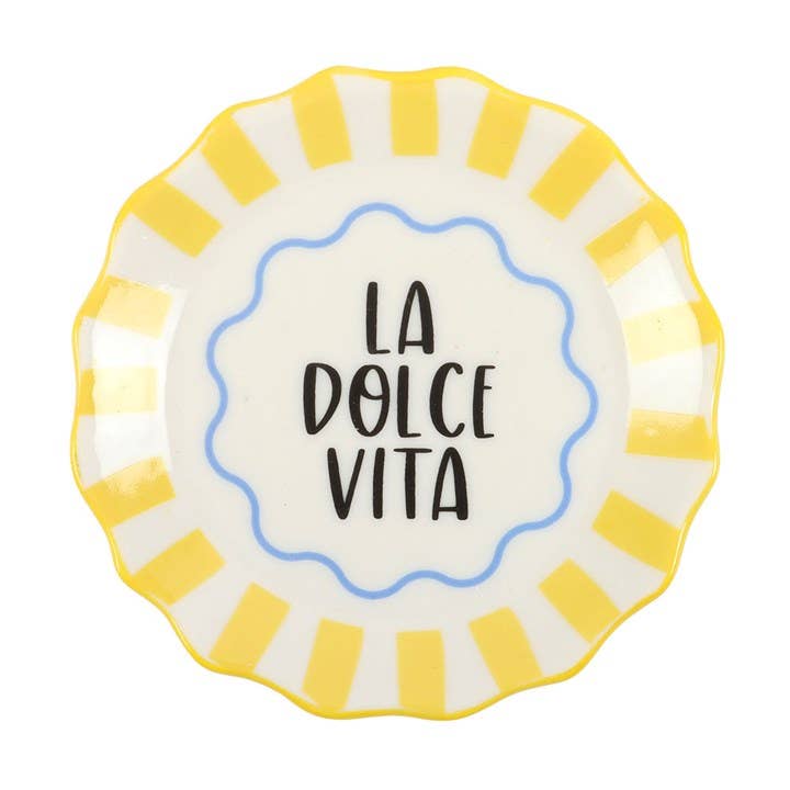 Something Different - Yellow Striped La Dolce Vita Trinket Dish