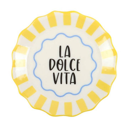 Something Different - Yellow Striped La Dolce Vita Trinket Dish