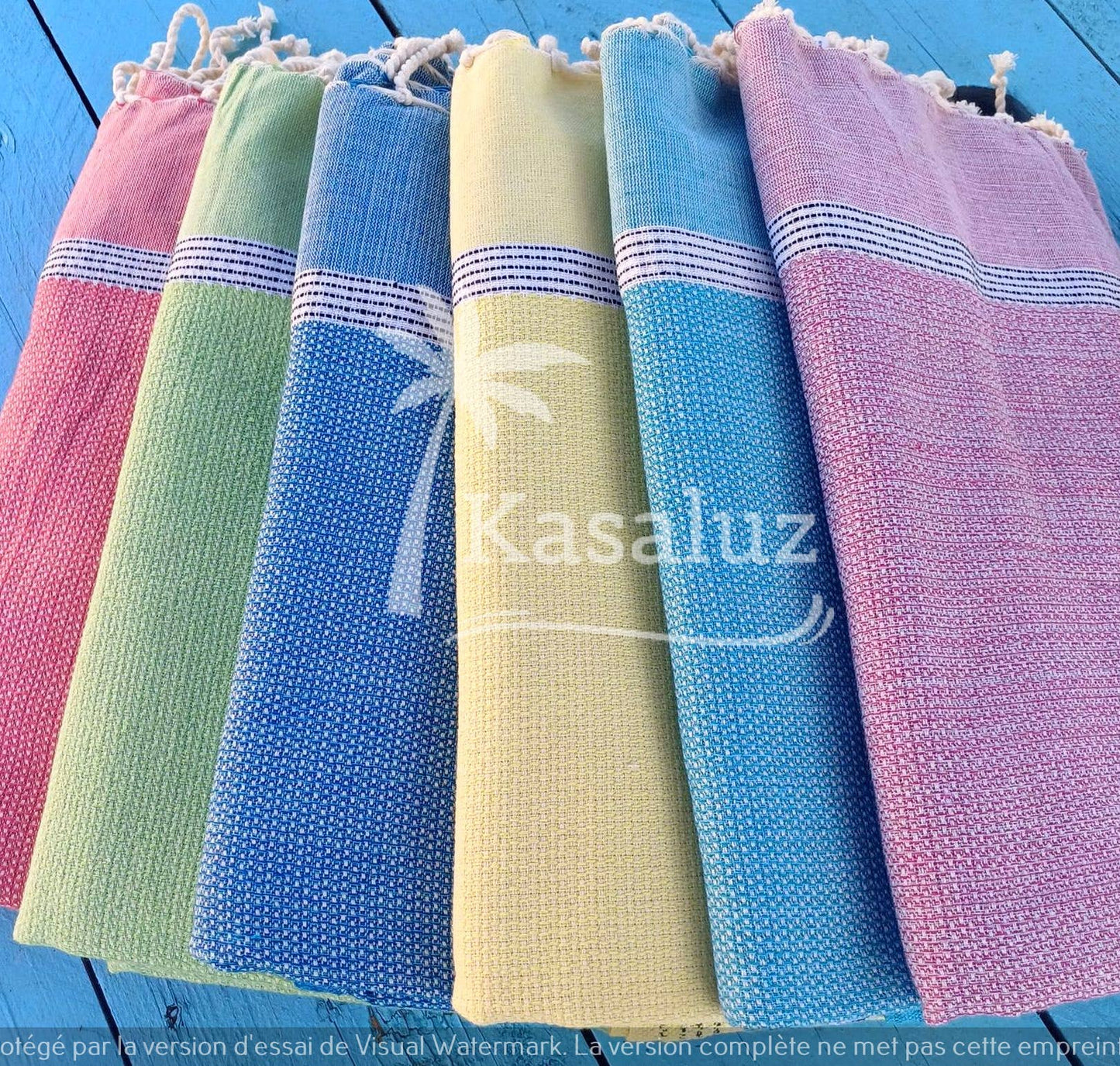 KASALUZ - Fouta Bohemia Green Bronze Honeycomb 100% Cotton
