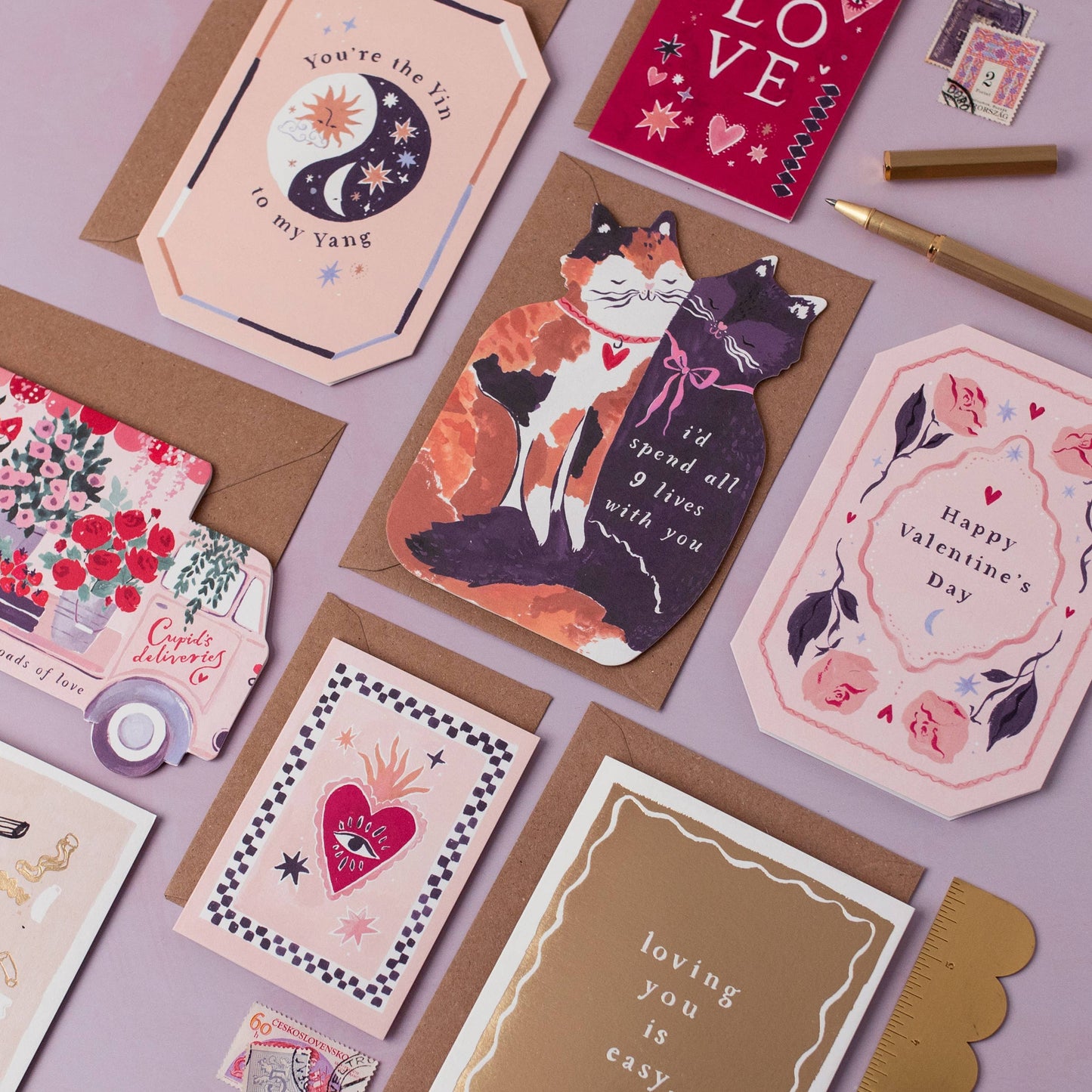 Sister Paper Co.- Nine Lives Cats Cards | Love Cards | Cat Anniversary Cards