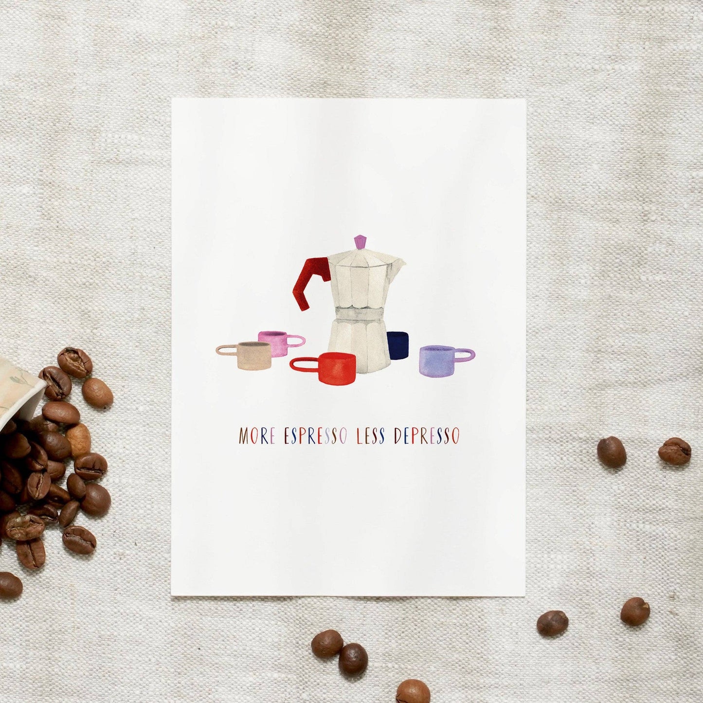Leo La Douce- Postcard · More espresso less depresso