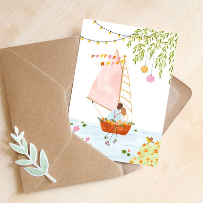 Studio Kuukeluus - Greeting Card Wedding Boat