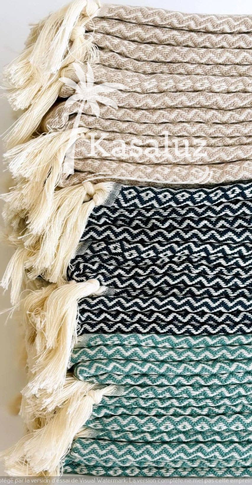 KASALUZ - Ronda Beige Beach Fouta Oeko-Tex Standard 100 Label