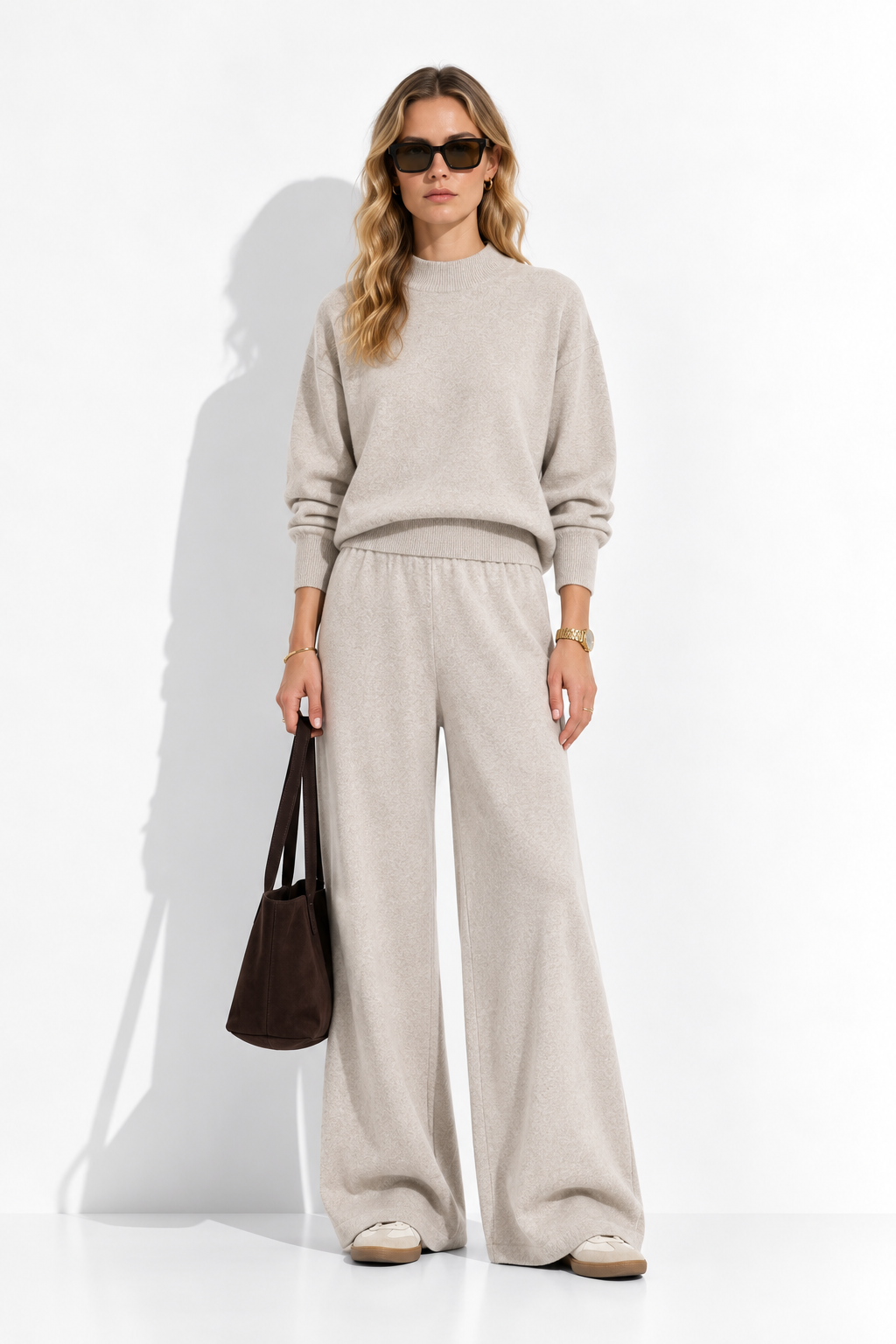 URBAN REVERSE ITALY - Knit Set with Top and Wide Pants | Winter Style