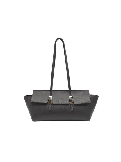 Suie Valentini srl - Women's Genuine Leather East-West Tote Bag with Double Buckle Detail, Made in Italy, art. 112791