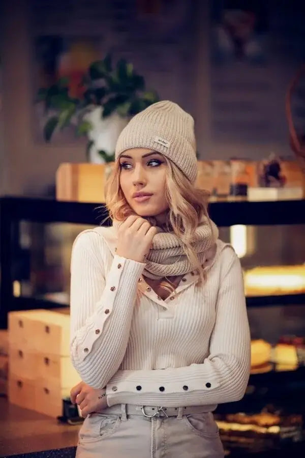 Ander - Unisex Wool Blend Hat & Snood Set – SESIL | White