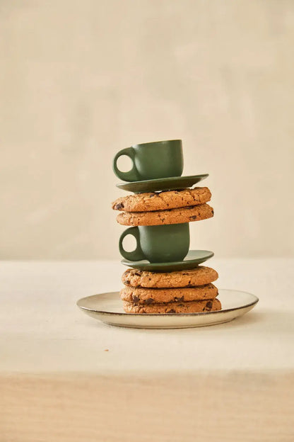 Calma House - Coffee Cup and Saucer (Set of 2) Matcha Green